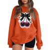 Women's Comfortable Casual Sweatshirt with Long Sleeve, Round Neck, Loose Fit, Small Halloween Print and Color Options