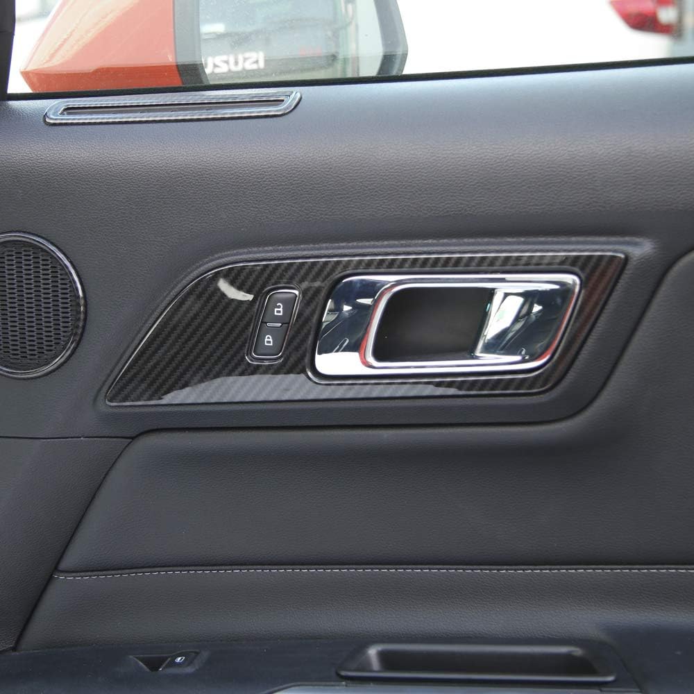 RT-TCZ Car Door Interior Handle Button Decoration Moulding Frame Cover Trim for Ford Mustang 2015 2016 2017 2018 2019 2020 2021(Carbon Fiber Veins)