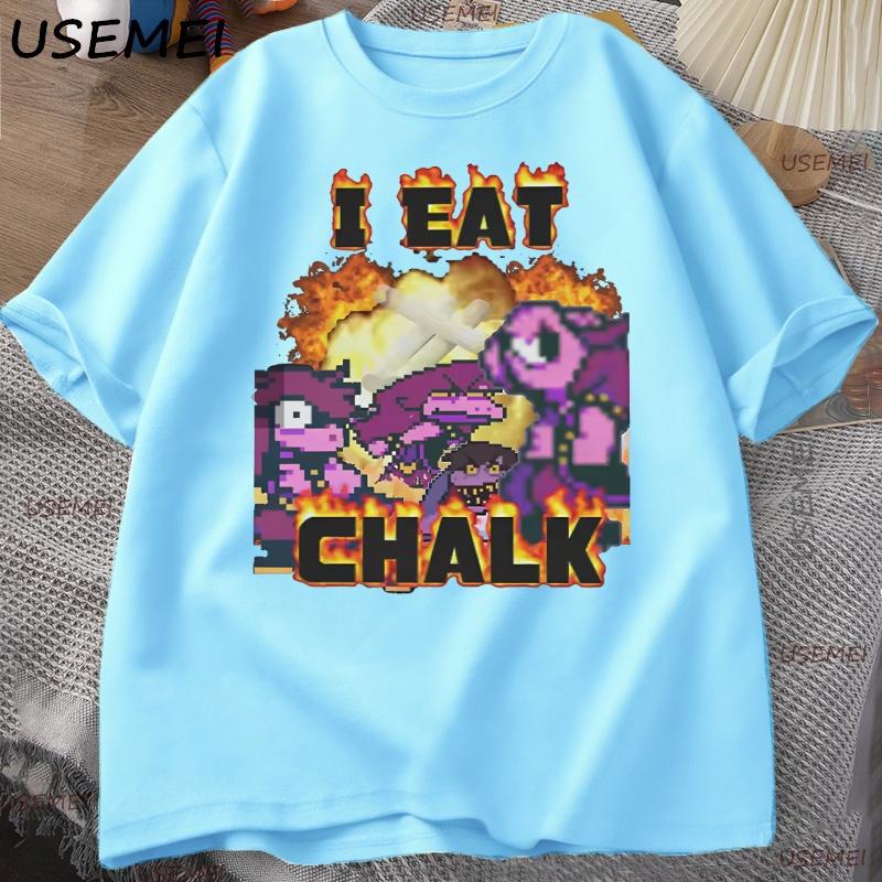 I Eat Chalk Deltarune Game Tshirt for Unisex Women Causal Funny Short Sleeve Round Neck Tshirt Streetwear Male Graphic T Shirts