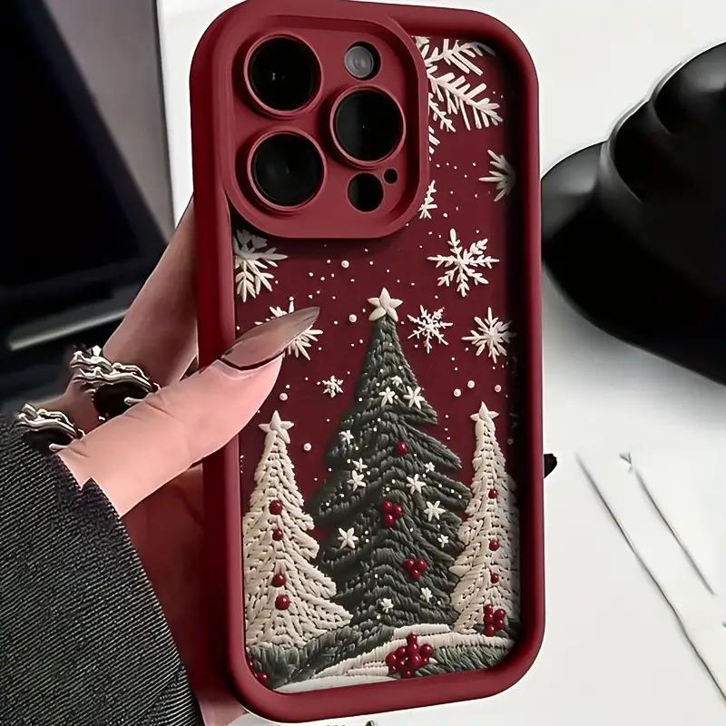 Colorful Christmas tree pattern phone case for iPhone 17 16 15 14 13 12 11 Pro/ Max /Plus anti-fall and shockproof rear cover