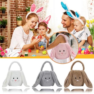 Easter Basket Holiday Rabbit Bunny Printed Canvas Gift Carry  Candy Bag