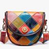 Johnature Genuine Leather Color Splicing Women Bag Vintage Soft Cowhide Versatile Plaid Shoulder & Crossbody Bags