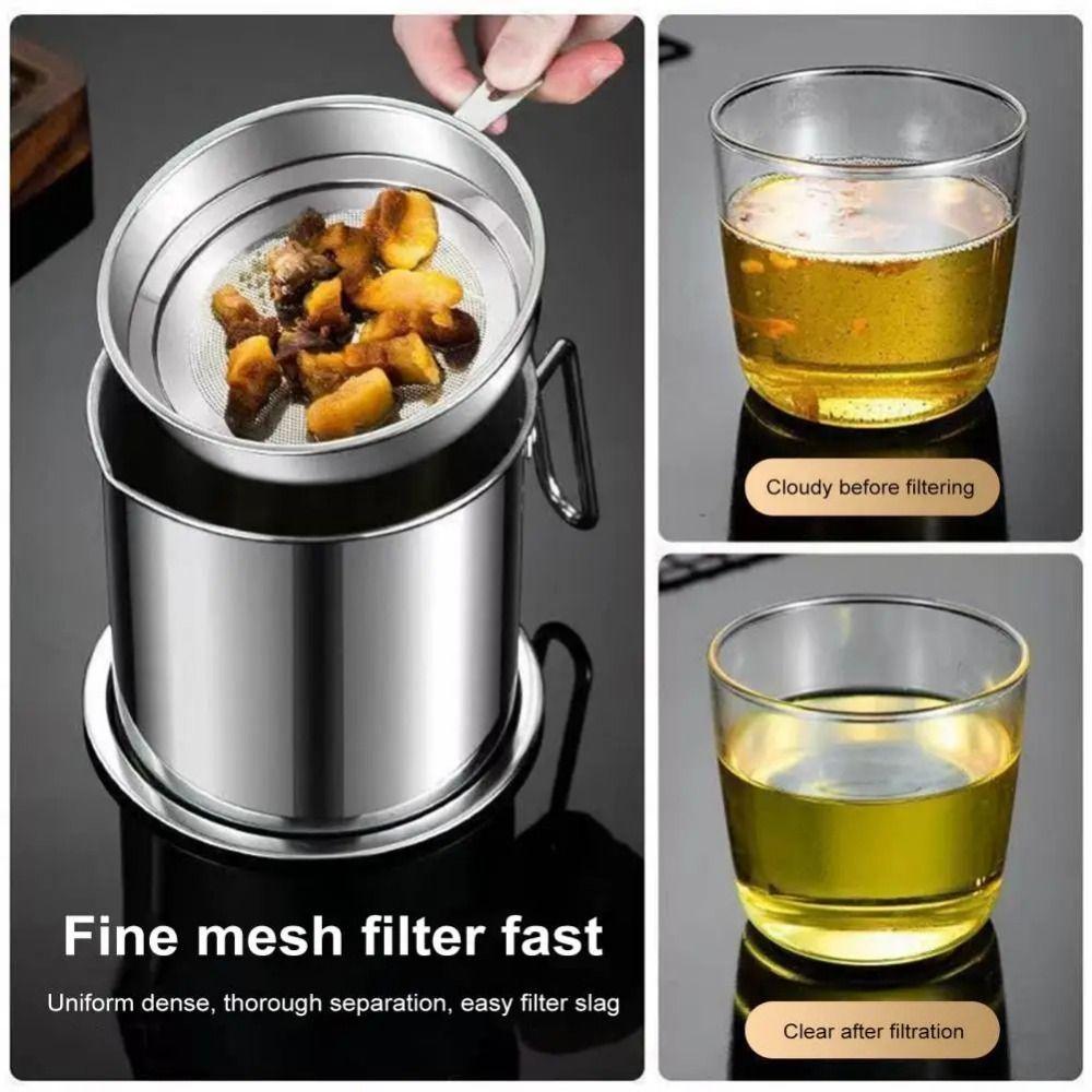Large Capacity Oil Filtering Pot BPA-Free Grease Container Stainless Steel Strainer Kitchen Use