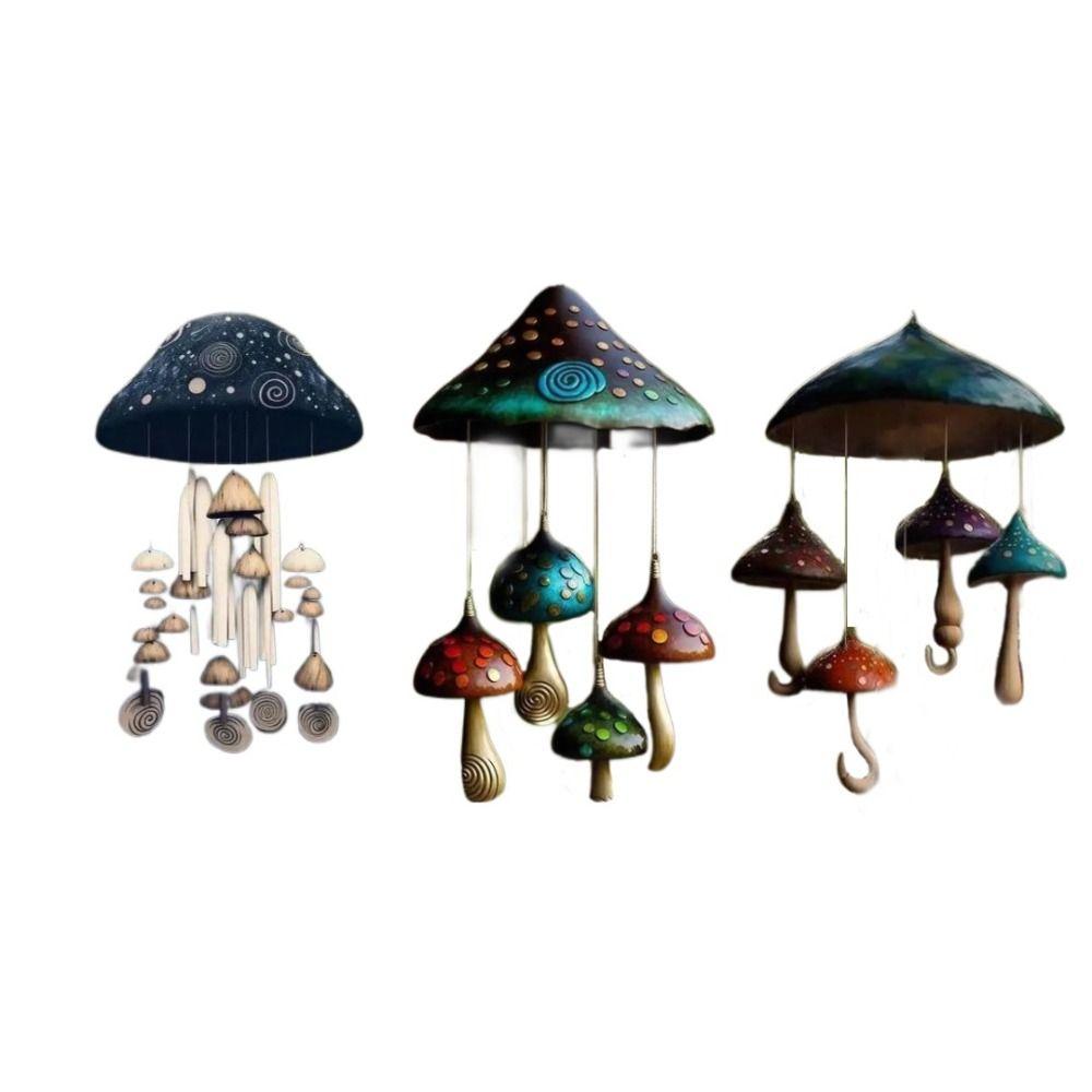 

Resin Mushrooms Hanging Decoration Colorful Garden Pendant New Mushrooms Wind Chimes Yard