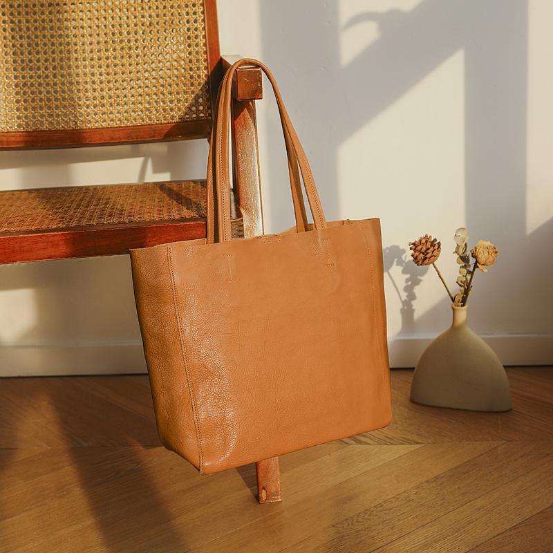 Johnature Genuine Leather Commuter Casual Tote Vintage Large Capacity Women Bag Soft Real Cowhide Shoulder Bags