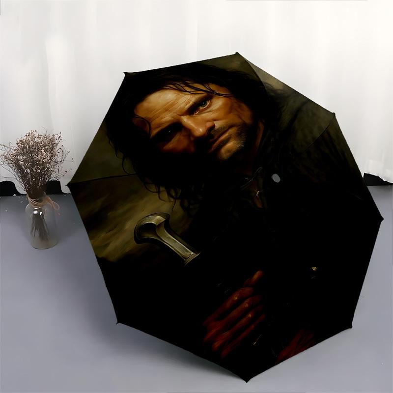 1pc Sword Warrior Automatic Folding Umbrella - Compact 8-Rib Design, Durable Plastic & Iron1299L