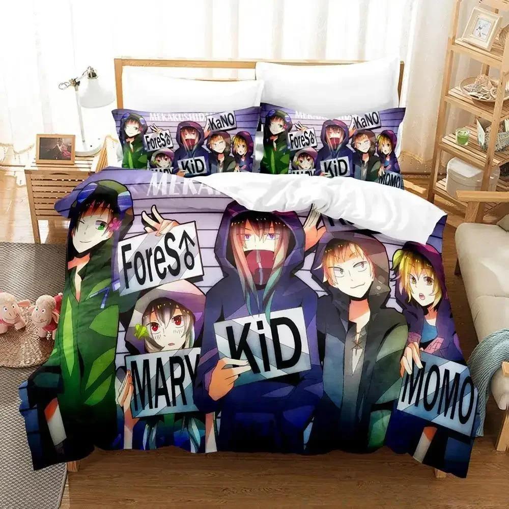 Kagerou Project Bettwäsche-Set, Einzelbett, Doppelbett, Queensize-Bett, Kingsize-Bett, Bettbezug-Set für Erwachsene und Kinder, 3D-Anime-Bettlaken-Set