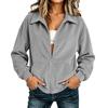Women Zip Up Jacket Loose Fit Casual Lightweight Corduroy Outerwear Full Zip Front Pockets Long Sleeve Relaxed Fit Coat