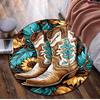 Cowgirl Boots Hat Circular Rug Office Decorative Carpet For Living Room Bedroom Door Mat Floor Carpet Computer Chair Area Rug