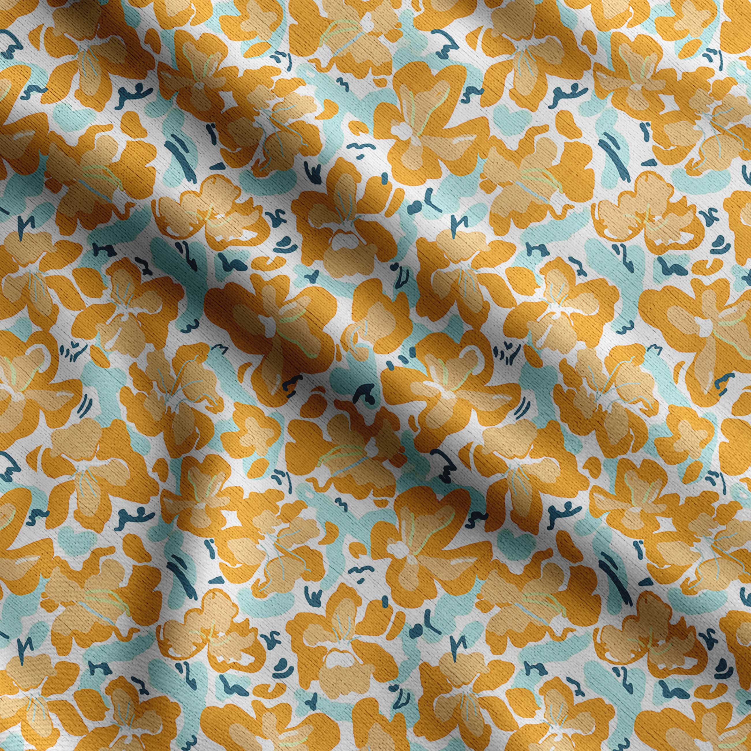 

Soimoi Florals Print, бавовняний кембрик, стьобальна тканина, продана The Yard шириною 42 дюйми, бавовняна тканина середньої щільності, 42 Inch Wide - Cotton Cambric жовтий