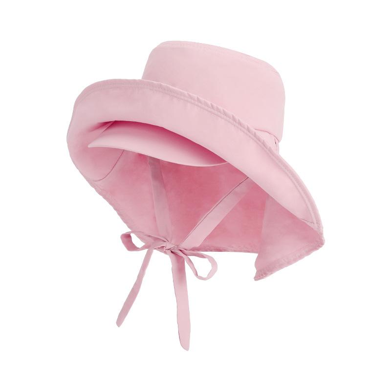 

Summer outdoor sunscreen hat double-layer large brim quick-drying waterproof bucket hat shawl ponytail sun hat children