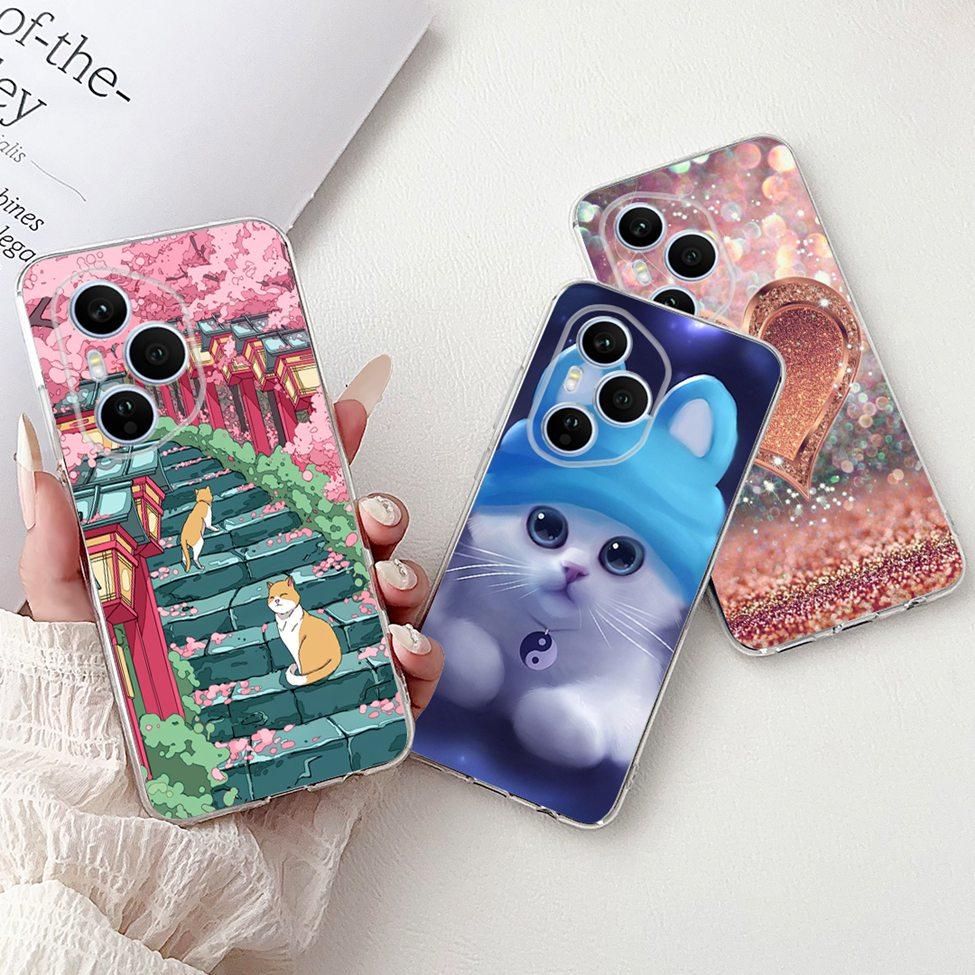 Clear For Honor 400 Pro Case DNP-NX9 Cute Cartoon Cat Fashion Flower Funny Painted Soft Bumper For Honor 400Pro Back Cover Funda