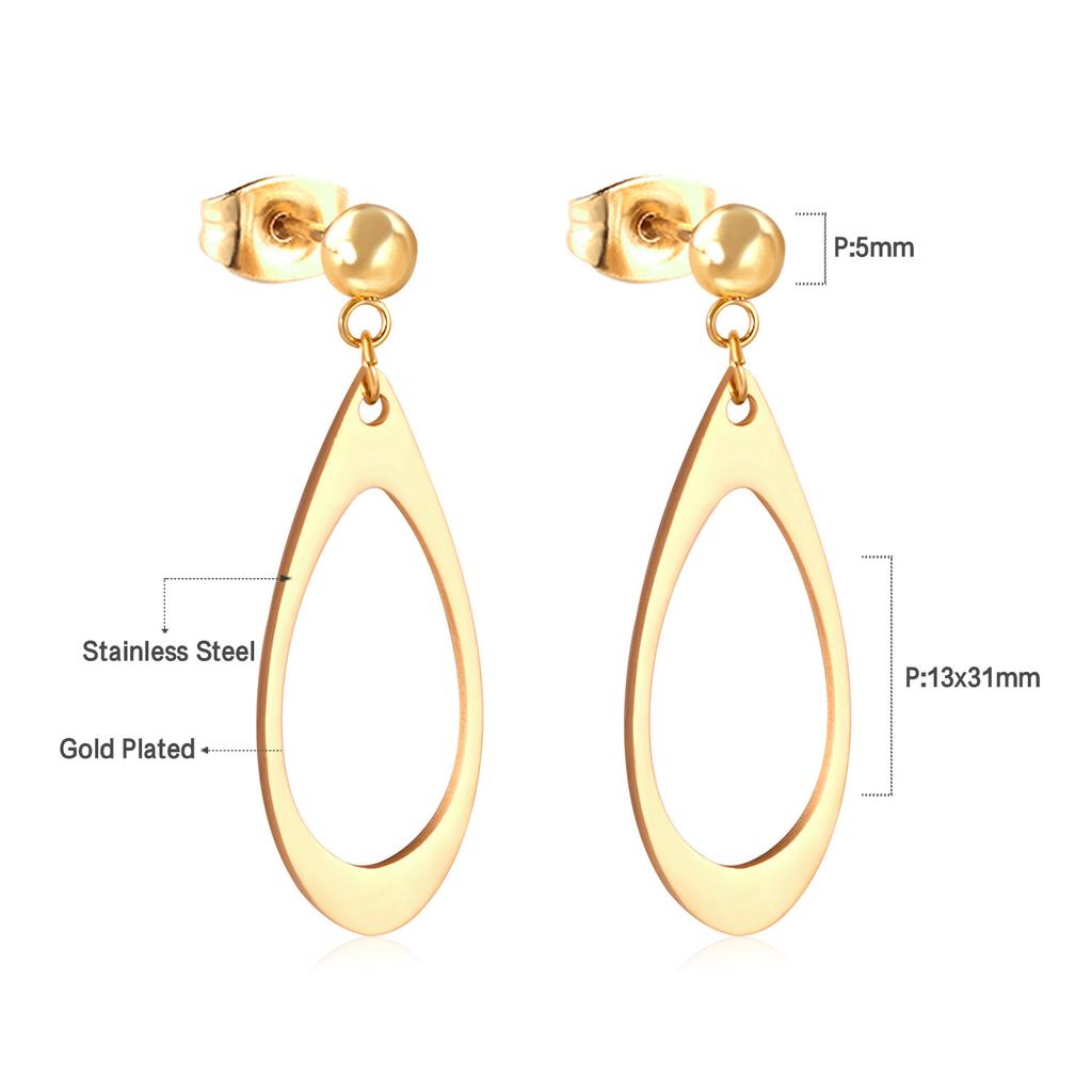 Geometric Stud Earrings Round Triangle Fringed Earrings Stainless Steel Plated 18K Gold Earrings