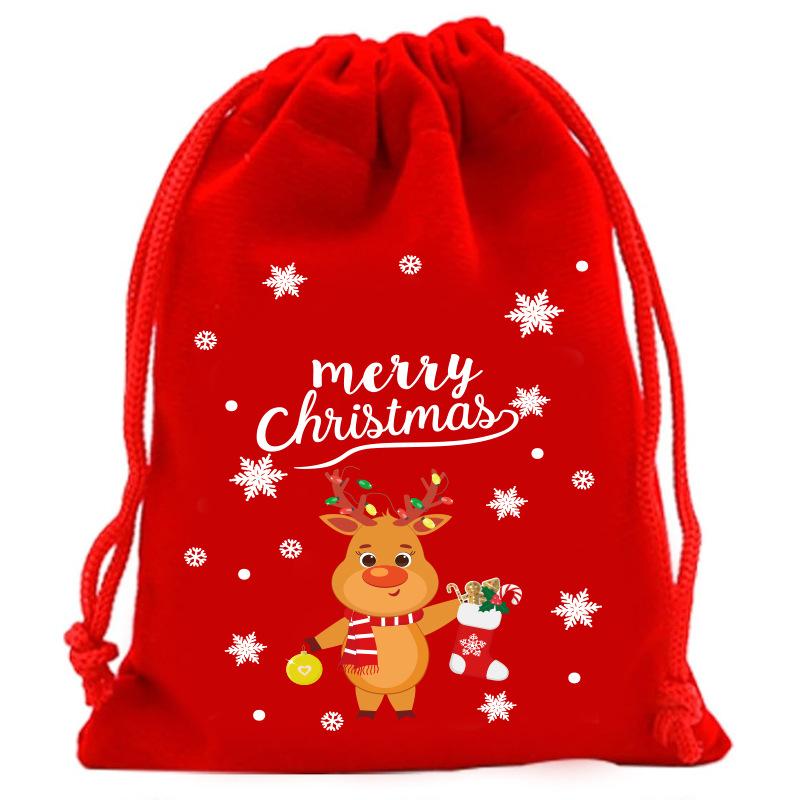 12pcs Christmas Velvet Bags Drawstring Bags Christmas Gift Bags Christmas Eve Apple Bags Red Drawstring Candy Bags