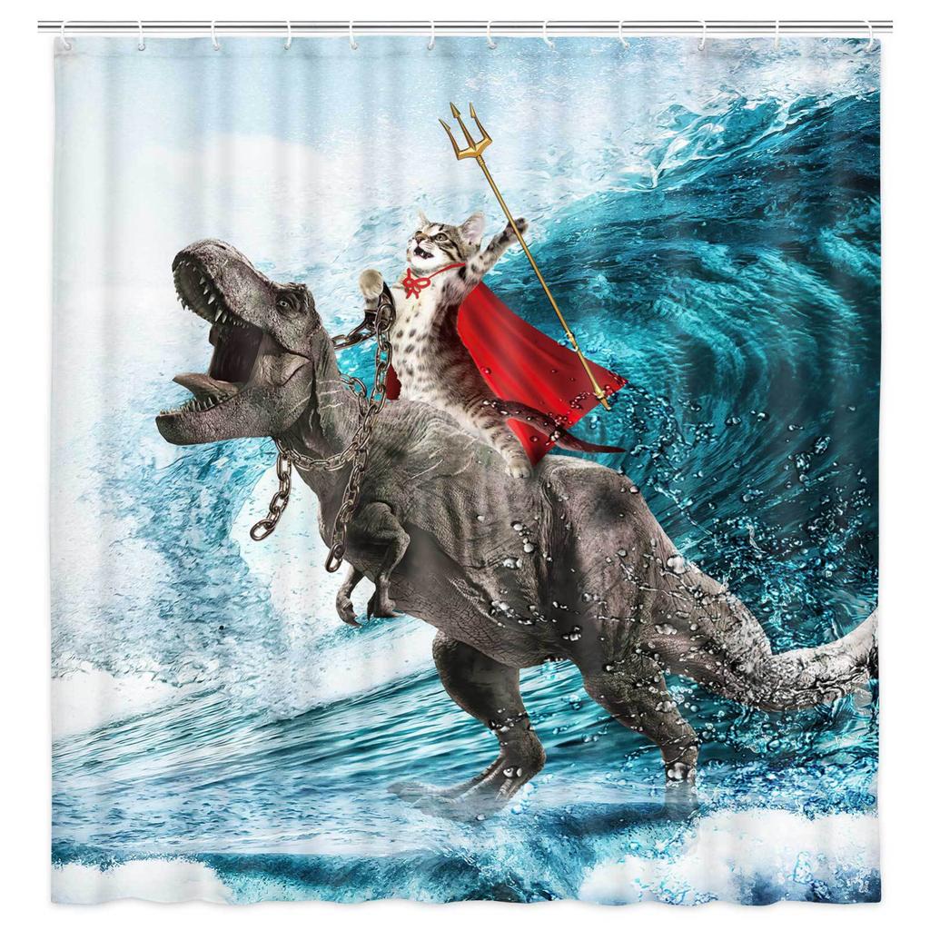 Bathroom Curtain With Playful Design Digital-Printed Polyester Shower Screen