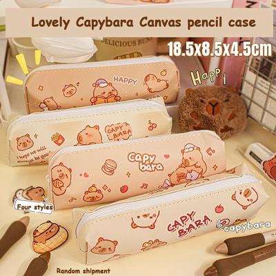 1 PCS Random Large Capacity Pencil Bag Aesthetic Capybara Kawaii Stationery Bag Children Pen Case Students School Supplies