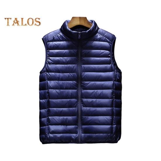 

Мужской хлопковый жилет с воротником-стойкой, без рукавов, застежкой-молнией, легкий стеганый жилет, однотонный хлопковый жилет, куртка с карманами L темно-синий