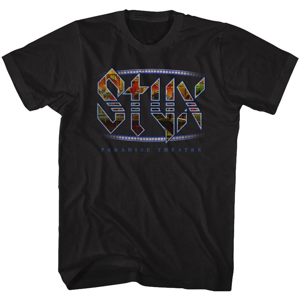 STYX T-Shirt Music Paradise Theatre New Mens in 100% Black Cotton Sizes SM5XL Unisex T-Shirt XXXL