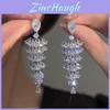 Modern Water Drop Zircon Earrings With Silver Needle Finish For Fashionable Women