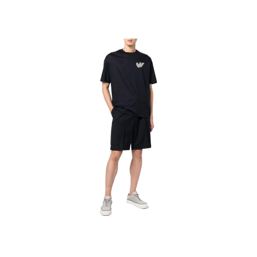 Emporio Armani Logo Print Crew Neck Short Sleeve T-Shirt Men Tops Black 6L1TG2-1JSAZ-0999