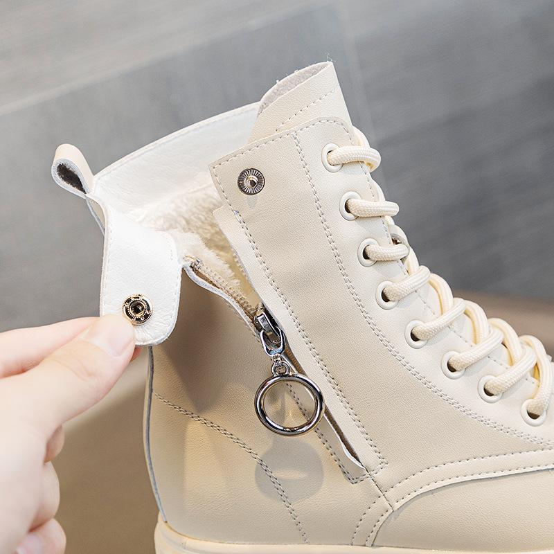 2025 Winter Shoes Women Modern Boots Genuine Leather High Heels Party Women Ankle Boots Warm Plush Square Heels 7cm Black