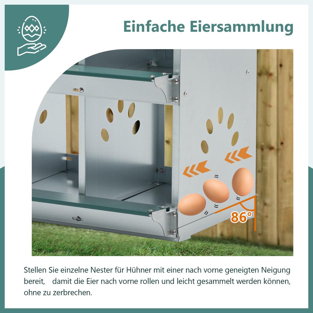 8-Compartment Chicken Nesting Boxes for Egg Laying, Metal Poultry Nesting Box for Wall Mounting, Coarsely Ventilated Chicken Coop Box
