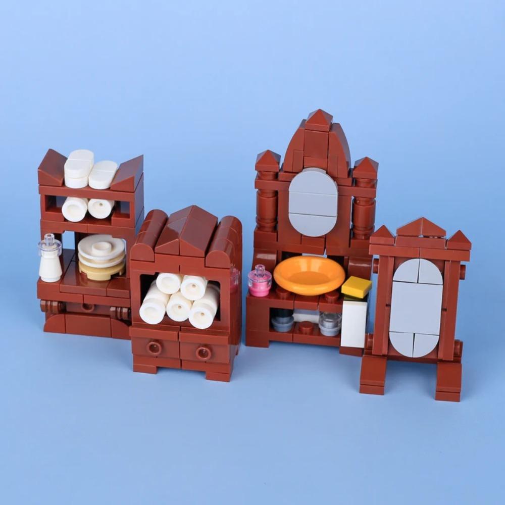 MOC Halloween Building Blocks Model Decorations Medieval Witches Vampires Thrones Kitchen Street Lamps Tombstones Toy Gift S025