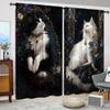 Black White Cat Print Curtains Polyester Stylish Bedroom Office Kitchen Living Room Study Decor Set Of 2 Made With Rod Pocket Great