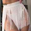 Softness Tassel Strap Skirt Women Sexy Beach High Waist Tassels Summer Quick Drying Solid Color Fringe Mini Party Costume Clubwear Short