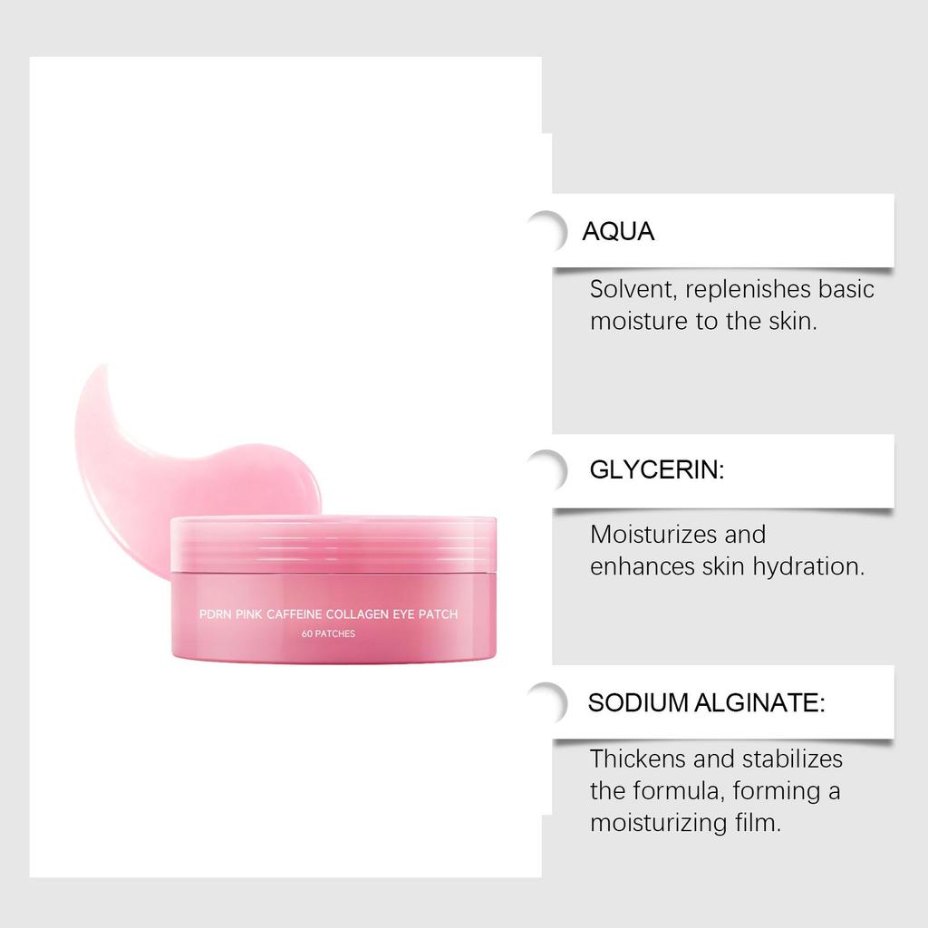 Pink Collagen Eye Mask - Hydrating & Firming Under Eye Patches - Gentle Moisturizing Care to Improve Sagging - Non-Sticky & Elasticity Boosting
