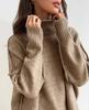 2025 Autumn/Winter Casual Solid Color Knitted Sweater Set: Loose High Neck and Pants