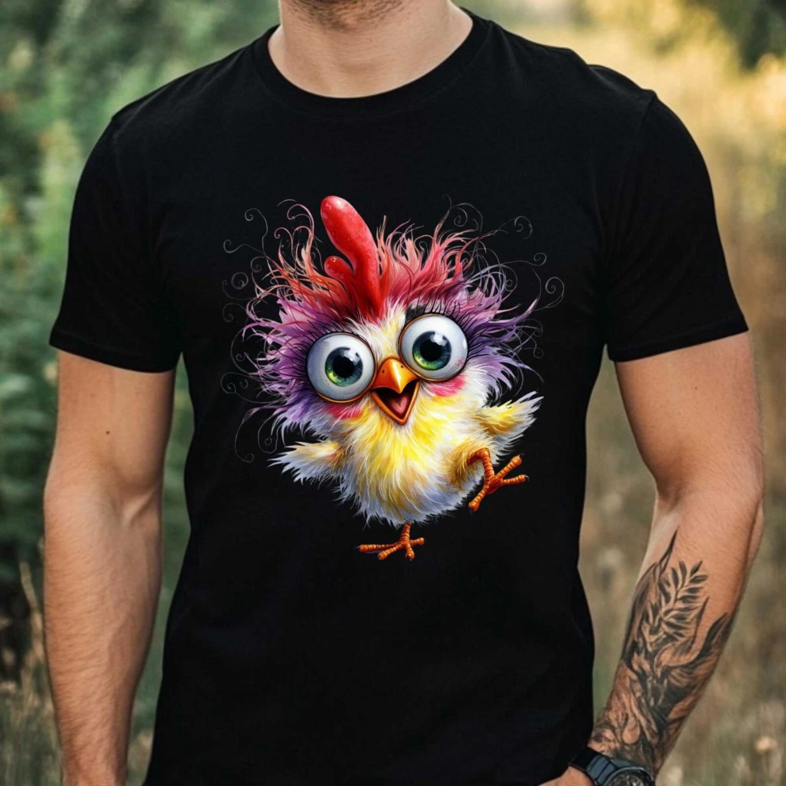T-Shirt Herren Lustiges Huhn Motiv Baumwolle Größe XS bis 5XL XL