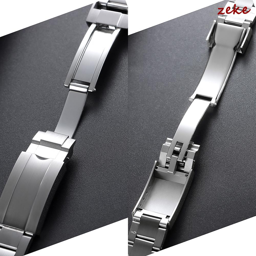 Luxury Solid Stainless Steel Watch Band 20mm Curved Flat Strap Silver Gold Black Bracelets Folding Buckle Wristband for Rolex