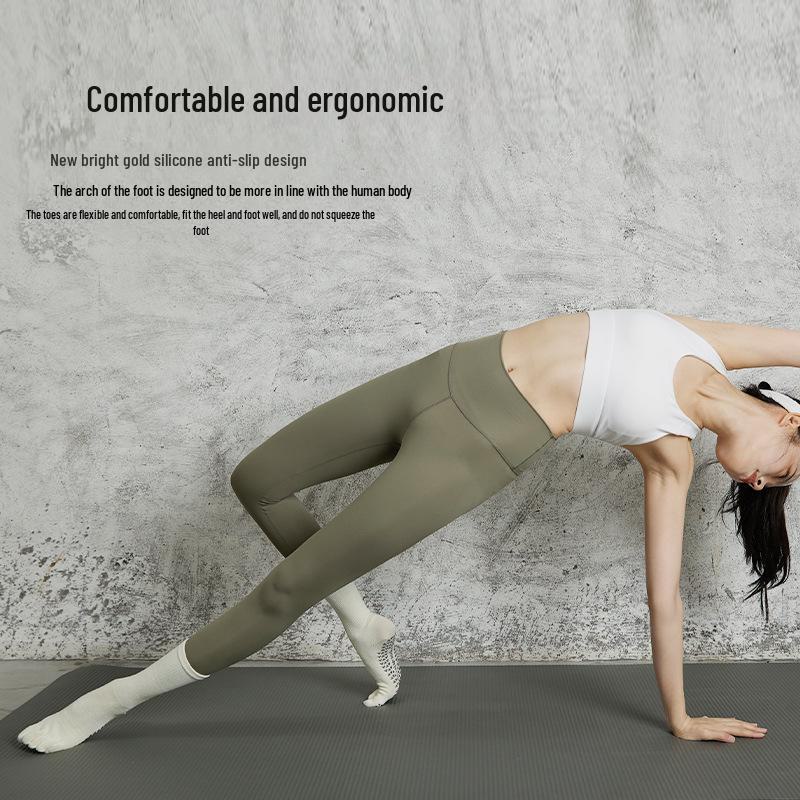 Women's Non-Slip Five-Finger Yoga Pilates Socks, Sweat-Absorbent Mid-Tube for Spring/Summer