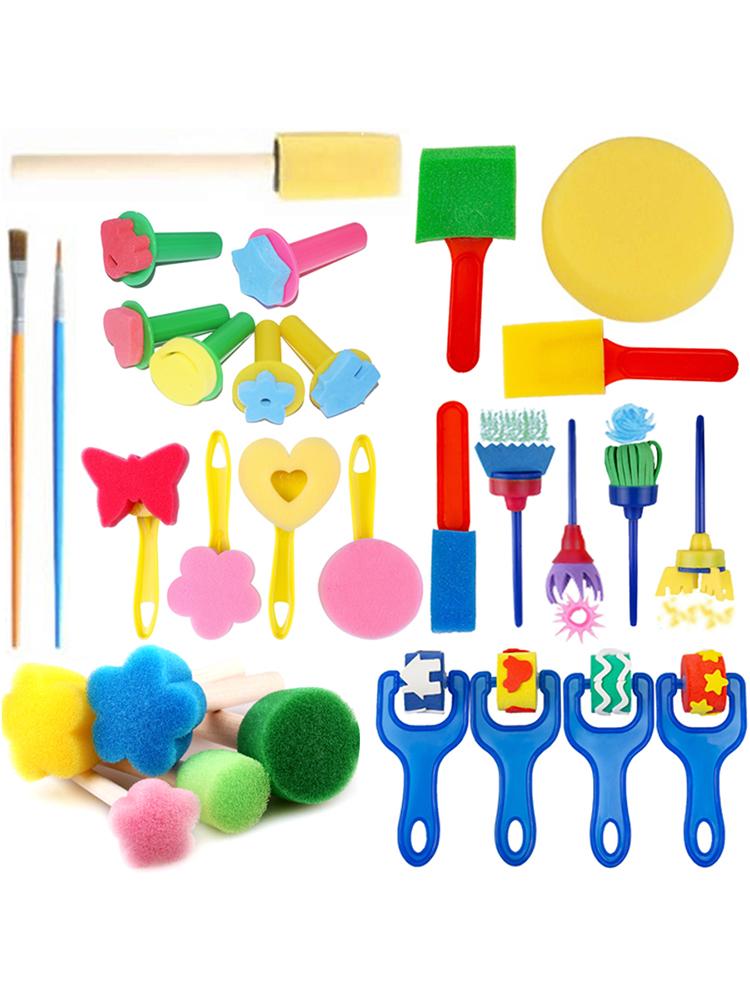 

30pcs/set DIY Painting Sponge Color Drawing Brush Multi Styles Available Roller Seal Handmade Painting Graffiti Tools