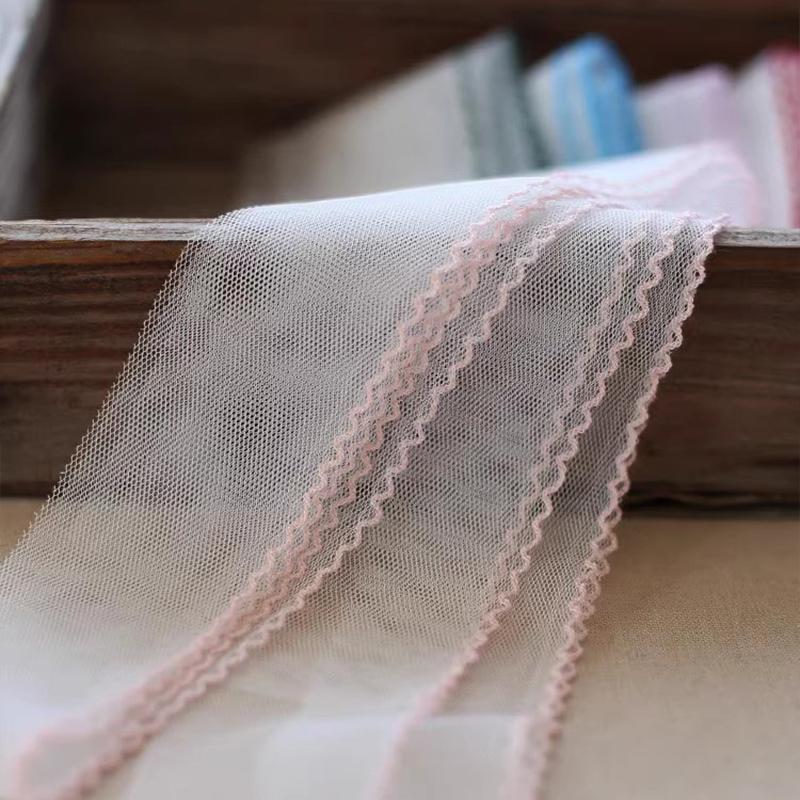

5Yards 5cm Half Wavy Edge Mesh Lace Ribbon for DIY Bows Bouquets Gift Wrapping Sewing Bridal Veil Accessories Craft Lace Trim 5cm-5yards світло-рожевий колір