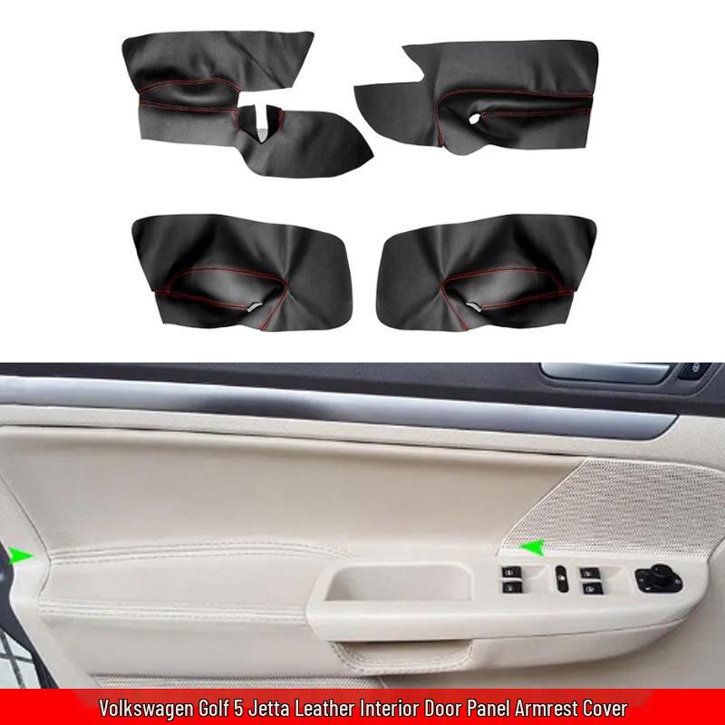 

Кожаная накладка на подлокотник двери Volkswagen Golf 5 Jetta, подходит для моделей 2005-2010 годов Black Thread