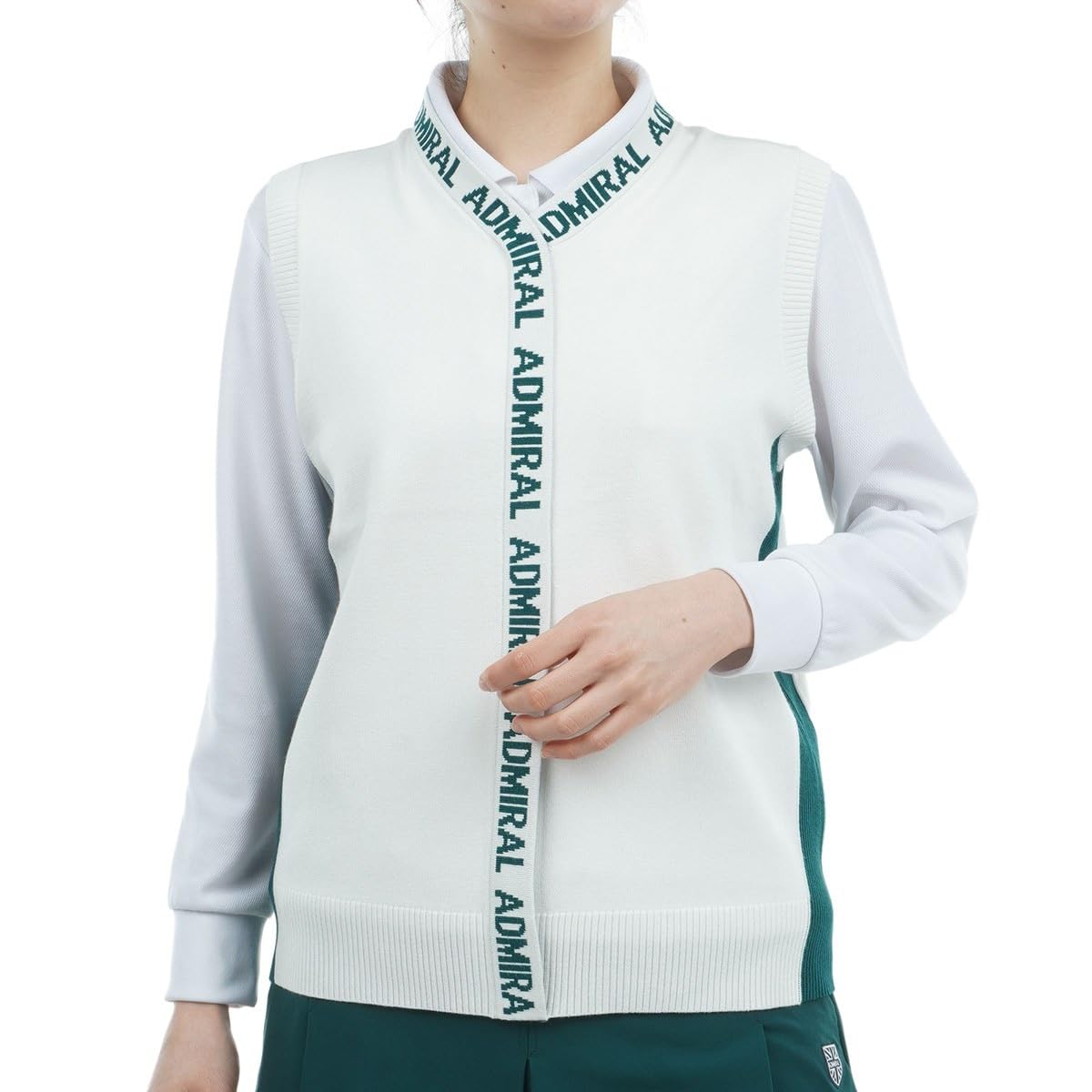 

Женский вязаный жилет Admiral Golf ADLA455 с логотипом Frontline, белый