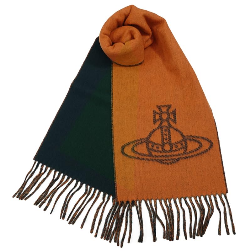 Vivienne Westwood Reversible Scarf with Carry Ribbon and 7 Colors (81030006) Bag, Wrapping, Case, (C409 Terracotta/Green) [Used]