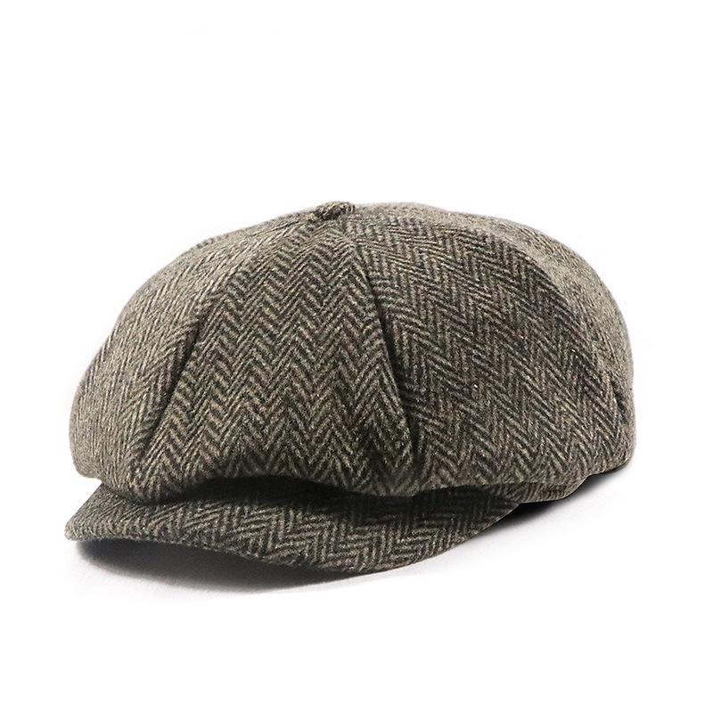 Yangguan/ZLEEVO Unisex Autumn/Winter Newsboy Cap - British Retro Style, Octagonal Design, Painter's Large Head Fit.