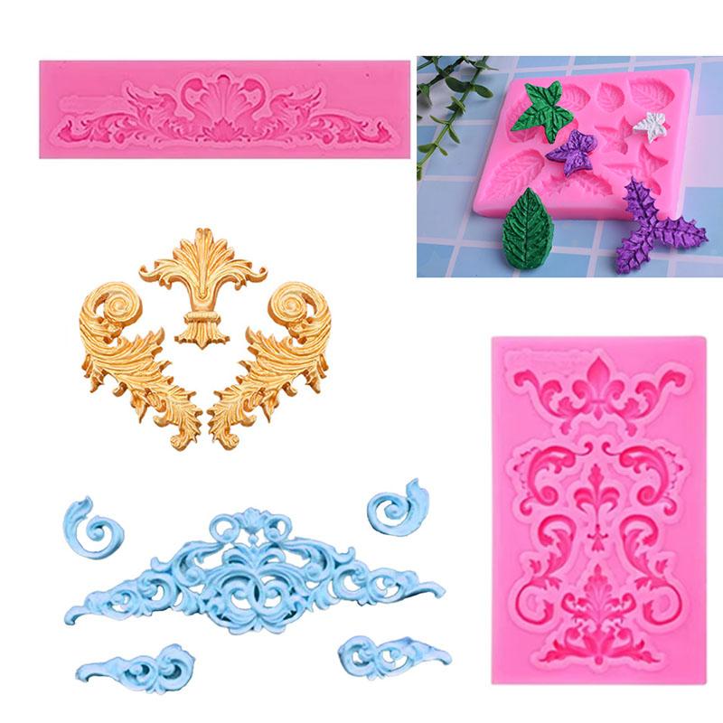 Silicone Fondant Mold Set for Cake Decorating Flower Leaf Lace Pattern and 3D Embossed Designs Baking Tools for Candy Pastry
