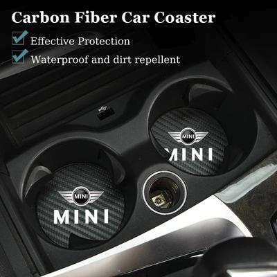 2Pcs Car Coasters Water Cup Mats Waterproof Slot Pads For Mini Cooper Countryman R50 R60 R58 R59 R61 F60 R52 R53 R55 R56 R57 F54