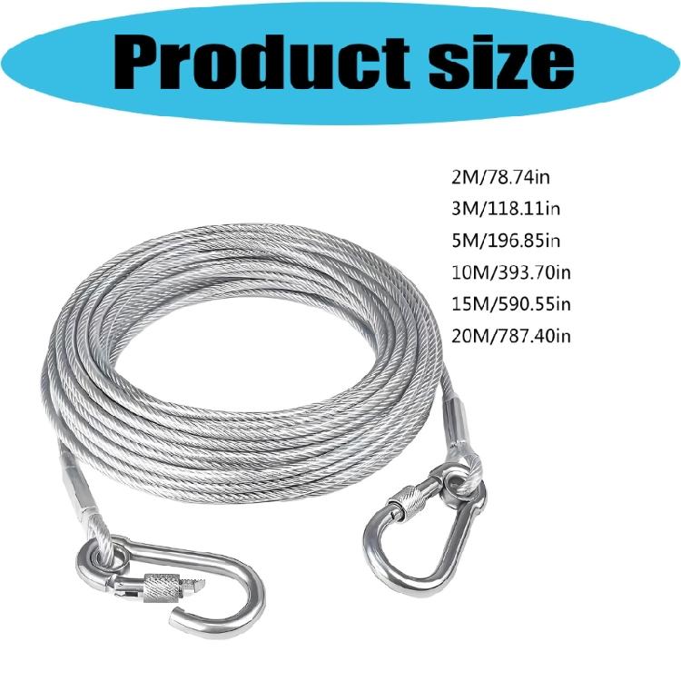 Multipurpose Heavy Duty Laundry Rope Plastic Coated Steel Wire Rope Portable Windproof Clothes Rope for Outdoor, Indoor