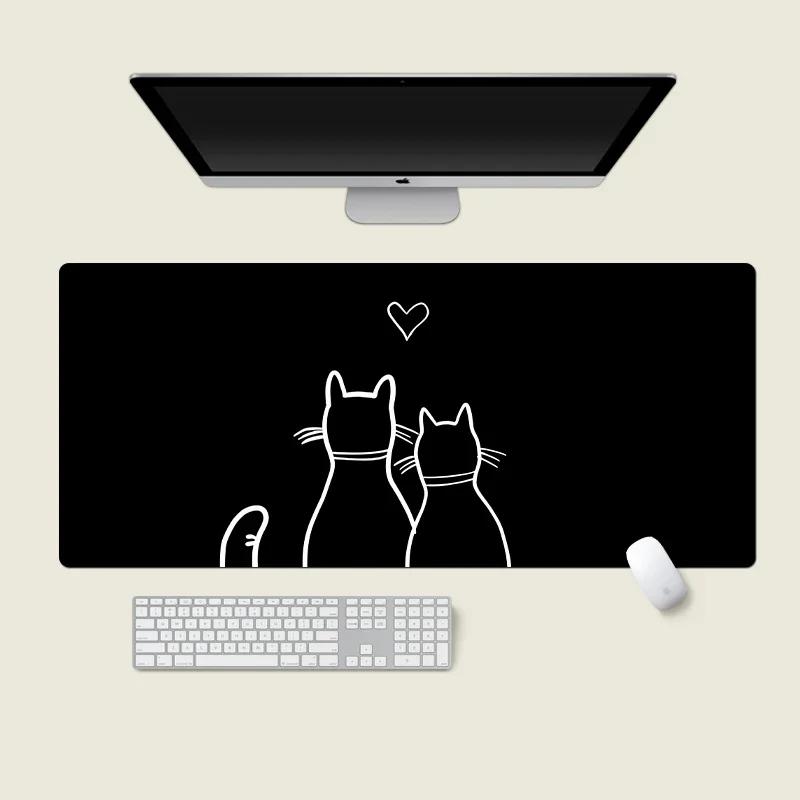 Cute Black Cat Mouse Pad Girl Large Computer Office Game Table Mats XXL Rubber PC Keyboard Mousepad Anti-slip Long Desk Pads