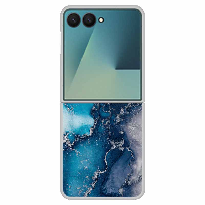 Marble Case For Samsung Z Flip7 Transparent Hard PC Plastic Cover Shockproof Coque for Samsung Galaxy Z Flip 7 5G Funda Zflip7