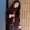 Iveni AEOE752 Scarf Collar Double-Faced Wool Short Coat