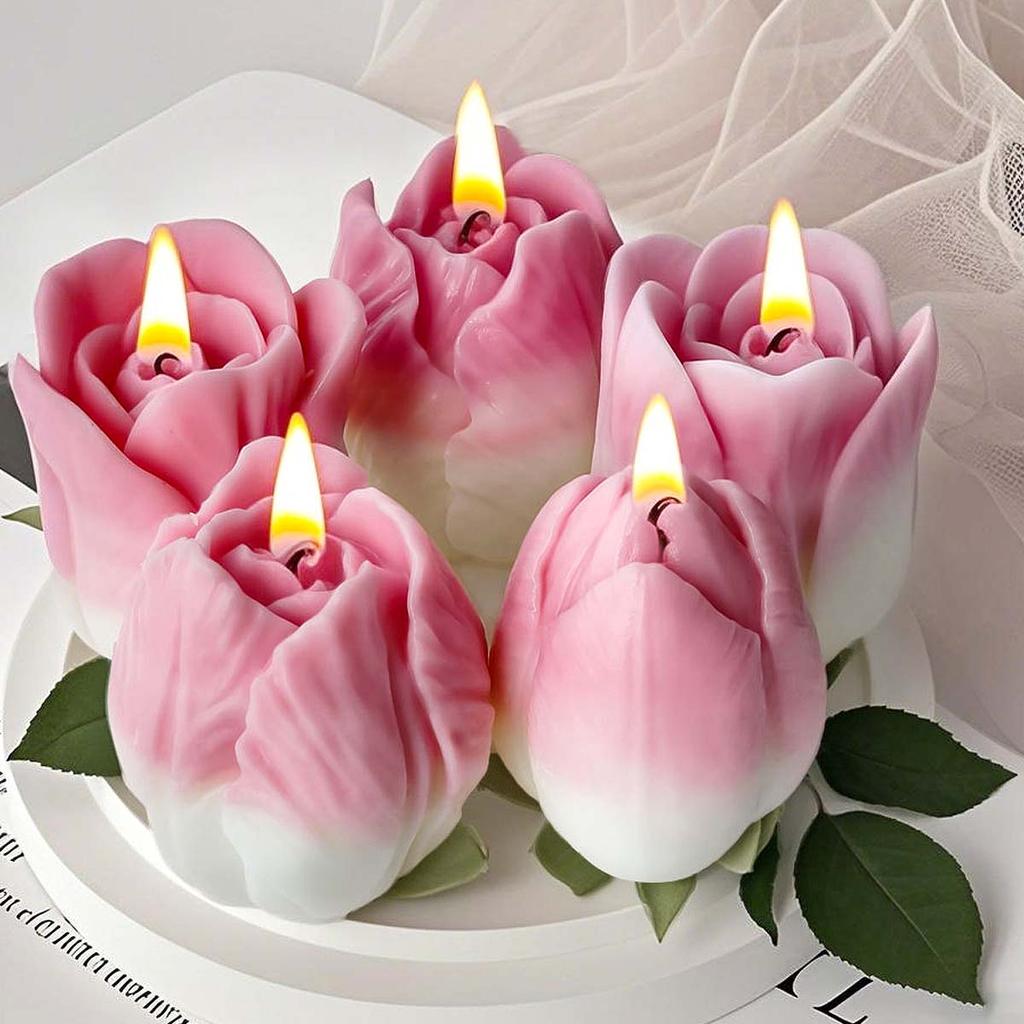 3D Tulip Silicone Candle Mold DIY Handmade Flower Aromath Soap Candles Casting Molds Plaster Resin Craft Gifts Making Supplies