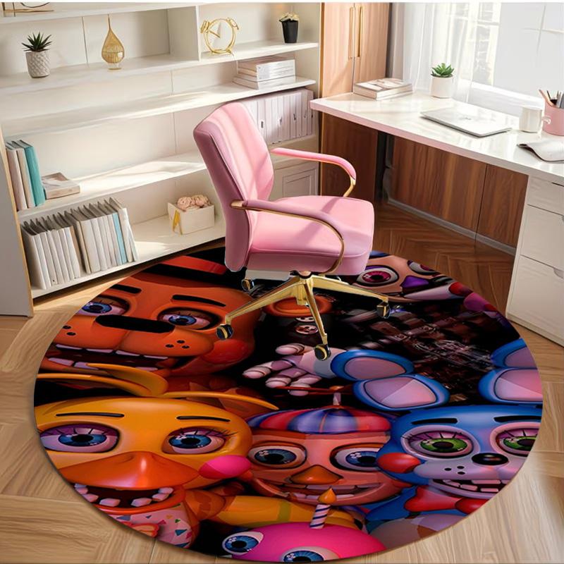 Five Nights at Freddy's Print Round Rug, Washable Floor Carpet, For Entryway Dorm Laundry Room Office Study, Home Decor Birthday Christmas Gift