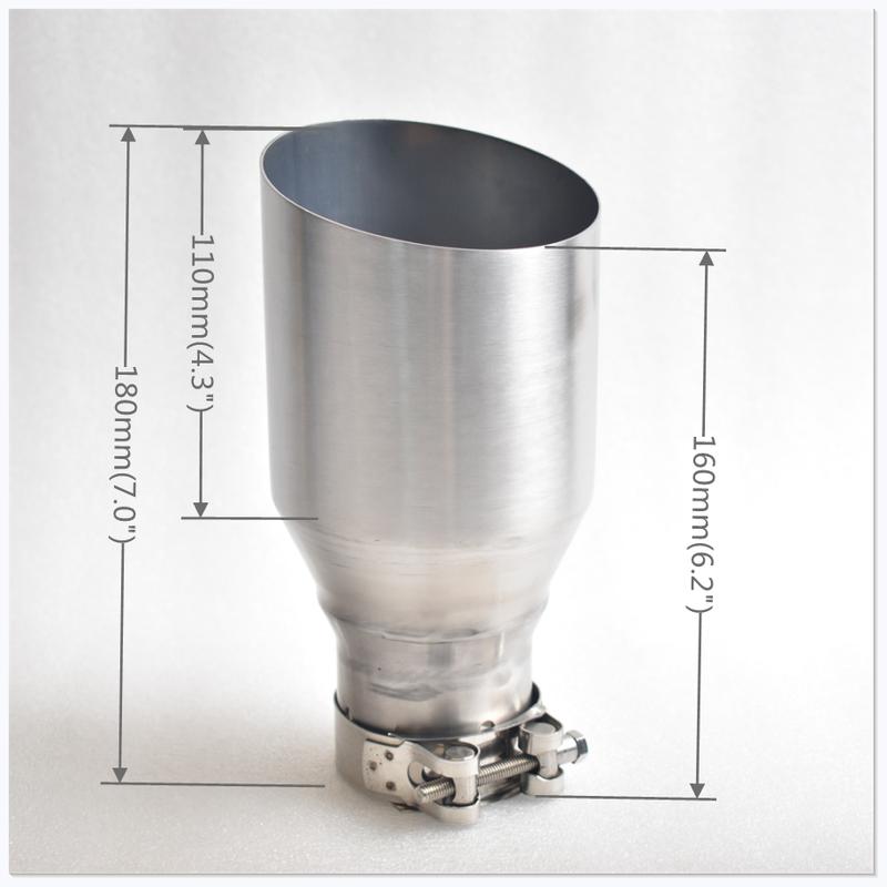 RE Car Exhaust Nozzle 304 Stainless Steel Silvery Brushed Angle Cut Single Tube Tailpipe 2.5' 4.5' Automotive Performance