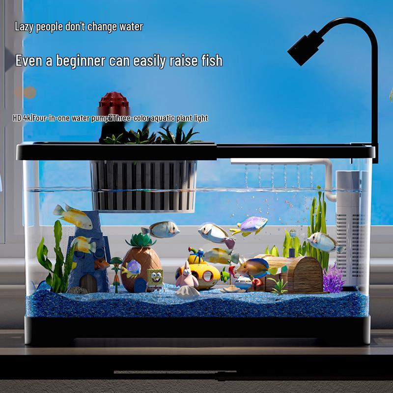 Eco-Friendly Desktop Goldfish Tank with Integrated Filter & Aerator for Living Room – Betta Fish Landscaping Aquarium